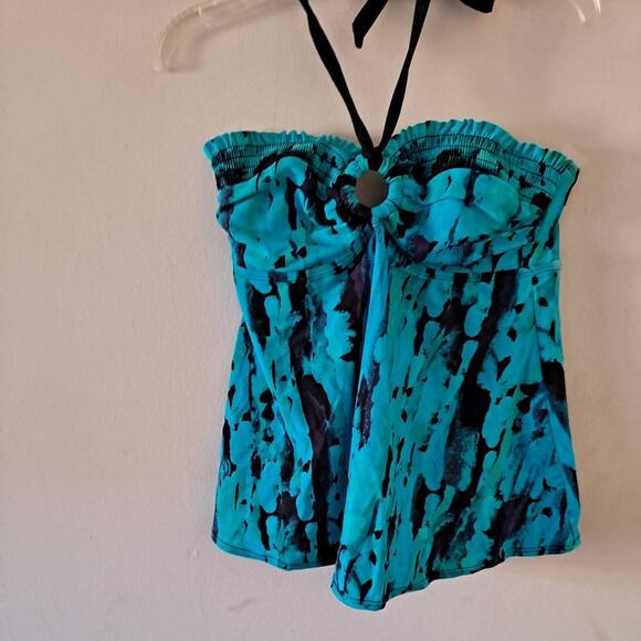 Liz Lange Turquoise Black Multi Halter Neck Mat. T - Picture 1 of 6